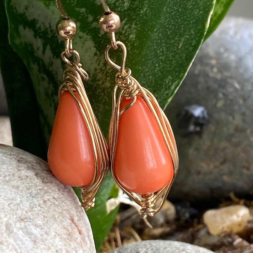 Vintage faux coral earrings